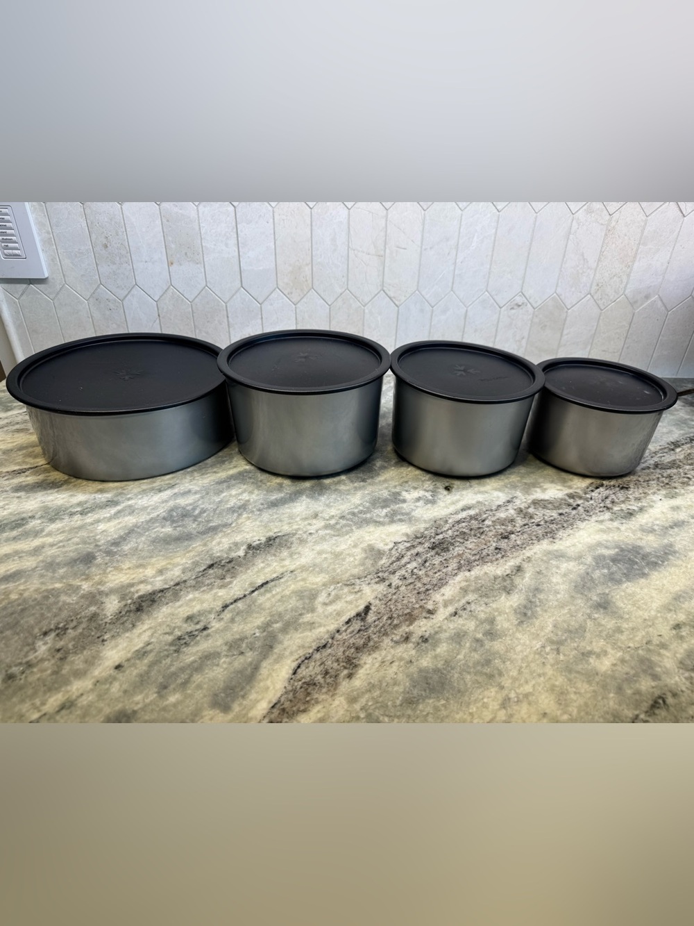 Tupperware Vintage 1980’s 16 Piece Gray Food Storage Canister Set with Lids - Picture 12 of 12
